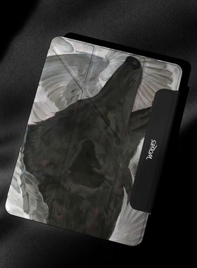 适用苹果ipadair7保护套磁吸带笔槽pro2025新11代黑色与狼共舞mini7//6/5平板双面夹壳文艺matepad11防摔10.9