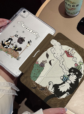 ipadair7保护壳亚克力pro11透明10.9寸带笔槽mini6/5/4第十代平板套y折多角度10.2可爱猫咪air4/5/6/7/8/9代