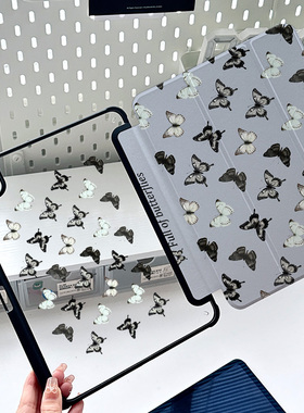 2024新ipadair6保护壳亚克力5带笔槽ipadpro11适用苹果10代蝴蝶女生ipad9皮套oppo文艺matepad11.5s防弯6pro