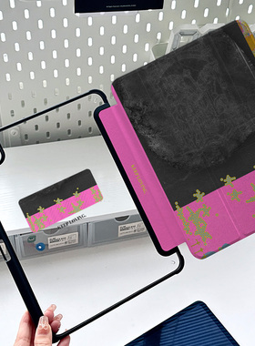 ipad保护套pro11版Air6平板5亚克力第十代air3全包轻薄无笔槽8壳赛博风mini7全包旋转黑色第九代四个性外壳12