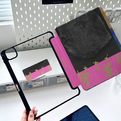 ipad保护套pro11版Air6平板5亚克力第十代air3全包轻薄无笔槽8壳赛博风mini7全包旋转黑色第九代四个性外壳12