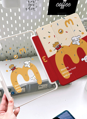 ipadair6保护壳亚克力麦当当air5/4白色10.9寸带笔槽ipad9代平板皮套软边可爱小狗透明防弯2024款pro11外壳包