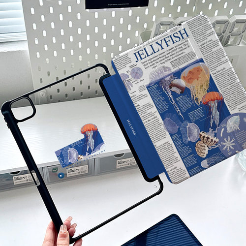 ipad10保护套亚克力2024新款air5/4平板壳第9代十带笔槽ipadpro11水母介绍vivo/oppopad可旋转10.2好看女air6