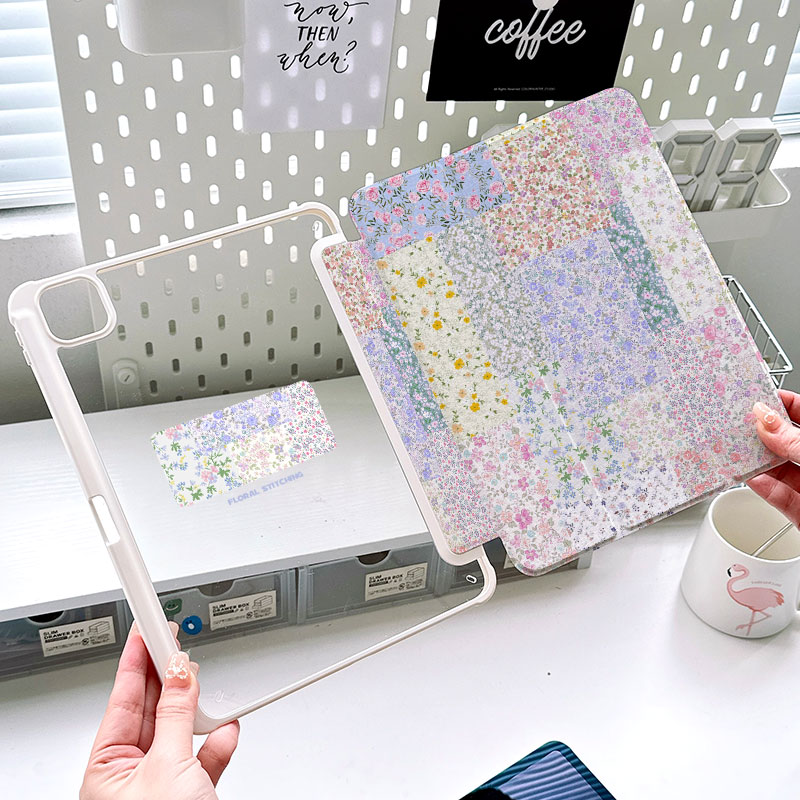 新款小碎花ipad11保护套带笔槽air7亚克力适用小米7旋转壳oppopad2少女ipadpro13平板保护套卡通可爱mini6薄