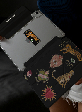 y折ipadair7保护壳带笔槽搭扣11代无笔槽可拆分2025款适用荣耀GT黑色豹子爱心图9第10卡通vivopad5亚克力皮套