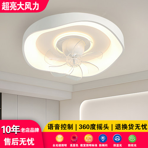 灯源地大风力静音摇头风扇灯