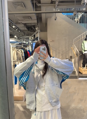 ADOP联名拼色解构设计曲线门襟开衫全拉链连帽长袖外套卫衣男女款