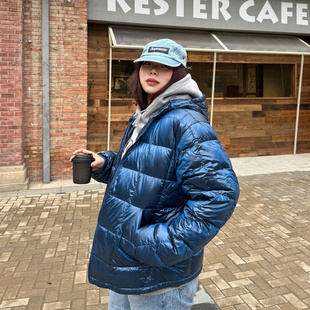 FW25徽标logo隐藏式 口袋连帽&立领保暖白鸭绒格子羽绒服百搭男女