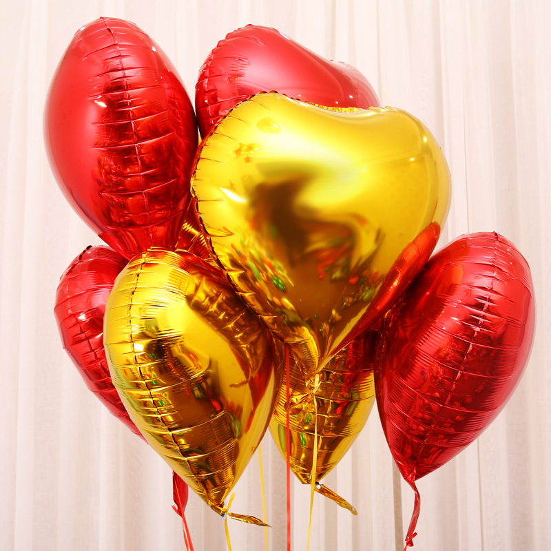 红色金色爱心形铝膜气球结婚庆婚礼浪漫告白装饰店铺店面场景布置