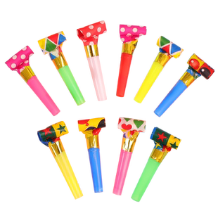 气球儿童玩具小宝宝生日派对助兴喇叭可爱吹龙哨子伸缩口哨吹吹卷