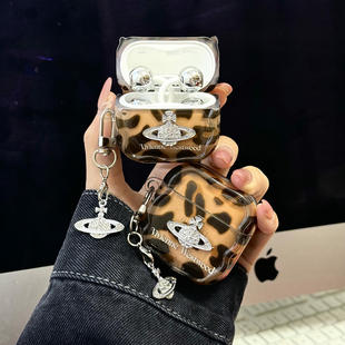 ins风镶钻豹纹适用华为freeclip2耳机保护套华为freebuds5i/6i耳机壳卡通se2/se3软壳华为clip夹耳耳机套女款