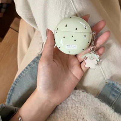 ins风绿底波点小羊适用华为Freeclip2耳机壳5i/6i华为freebuds7i保护套se2/se3三星3pro耳机套三星core2025女