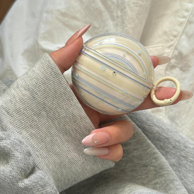 透明蓝色条纹星星适用华为FreeClip2蓝牙耳机壳华为7i/5i/6i软壳se2/se3三星buds 3pro保护套2pro/FE/Live女