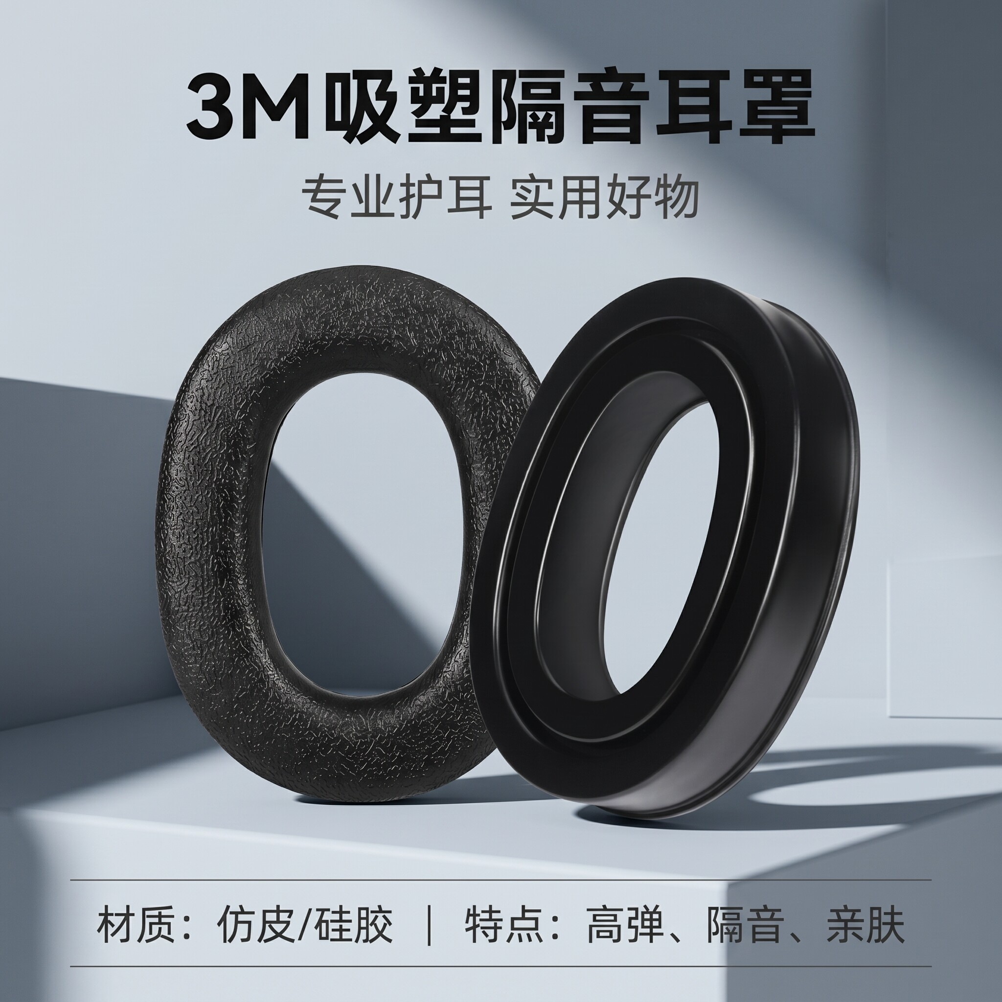 适用3M隔音耳罩配件X5A耳罩X3A头戴式耳机耳罩套X4AX1A X2A硅胶耳套x3a劳保学习阻隔噪音耳机海绵套替换配件