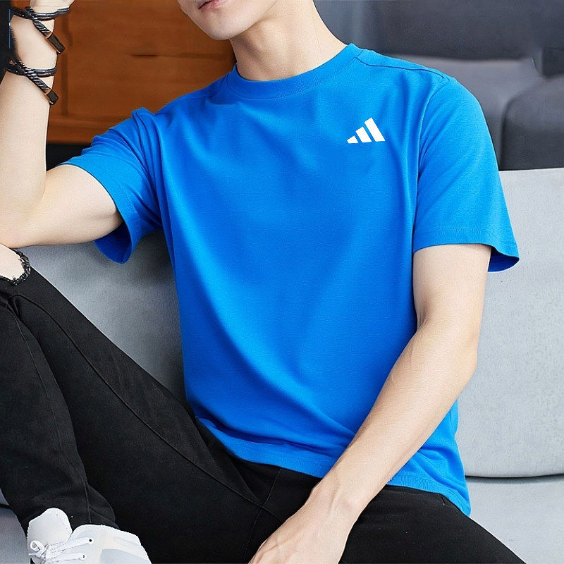 Adidas蓝色短袖男2025夏