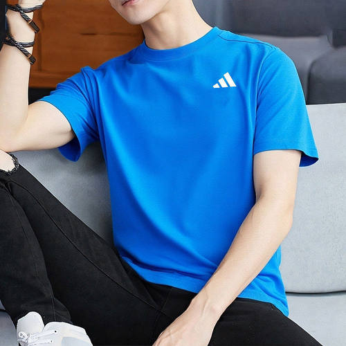 Adidas蓝色短袖男2025夏