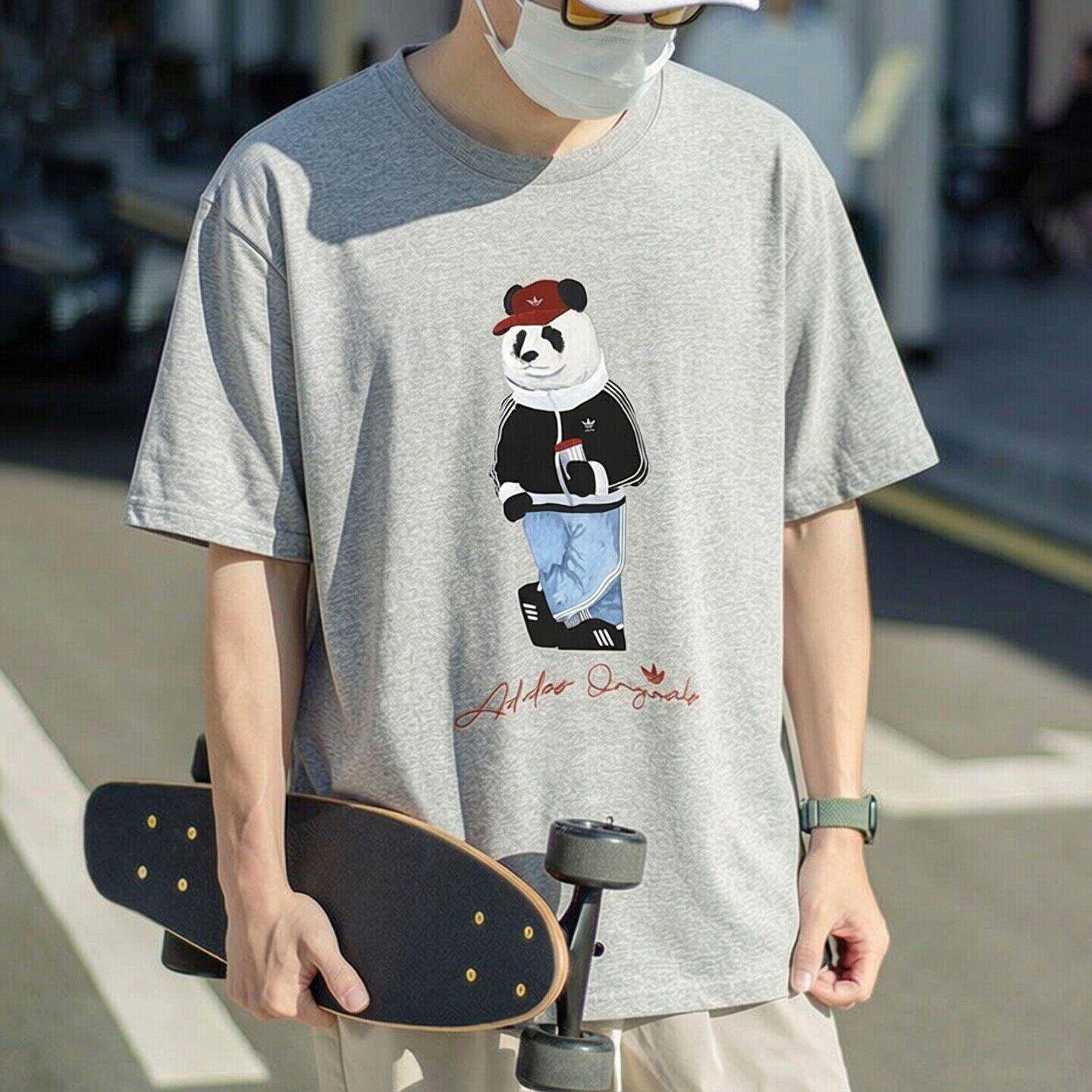 Adidas三叶草灰色短袖男