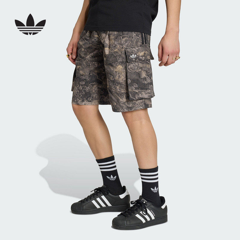 adidas阿迪达斯迷彩五分裤2026夏男工装运动梭织短裤休闲裤KX4829