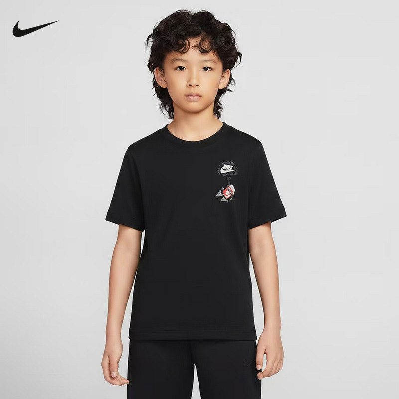 NIKE耐克童装短袖上衣夏新款图案印花透气休闲运动T恤IV5608-010