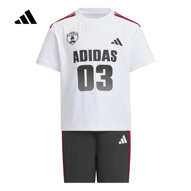 adidas阿迪达斯2026夏男小童速干舒适宽松运动短袖短裤套装KH0255