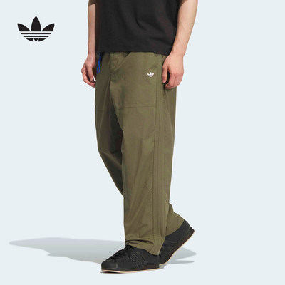 adidas阿迪达斯三叶草纯色简约运动裤2026夏男梭织休闲长裤KT3044