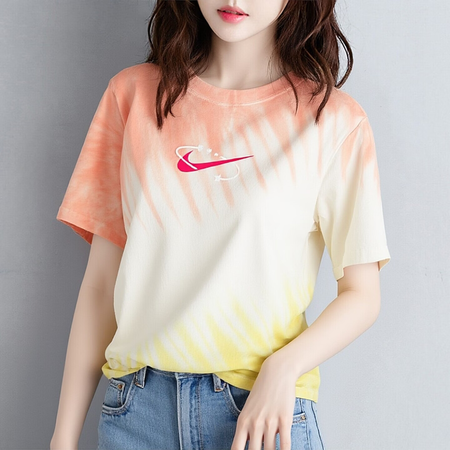 Nike耐克2026年新款短袖T恤女夏季渐变色速干运动休闲圆领上衣