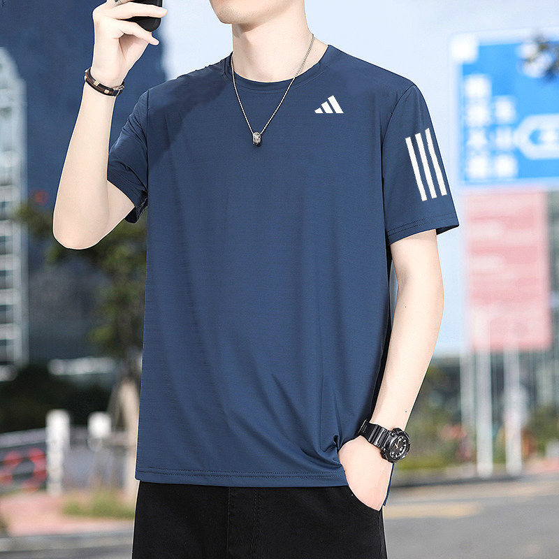 阿迪达斯蓝色短袖男2025