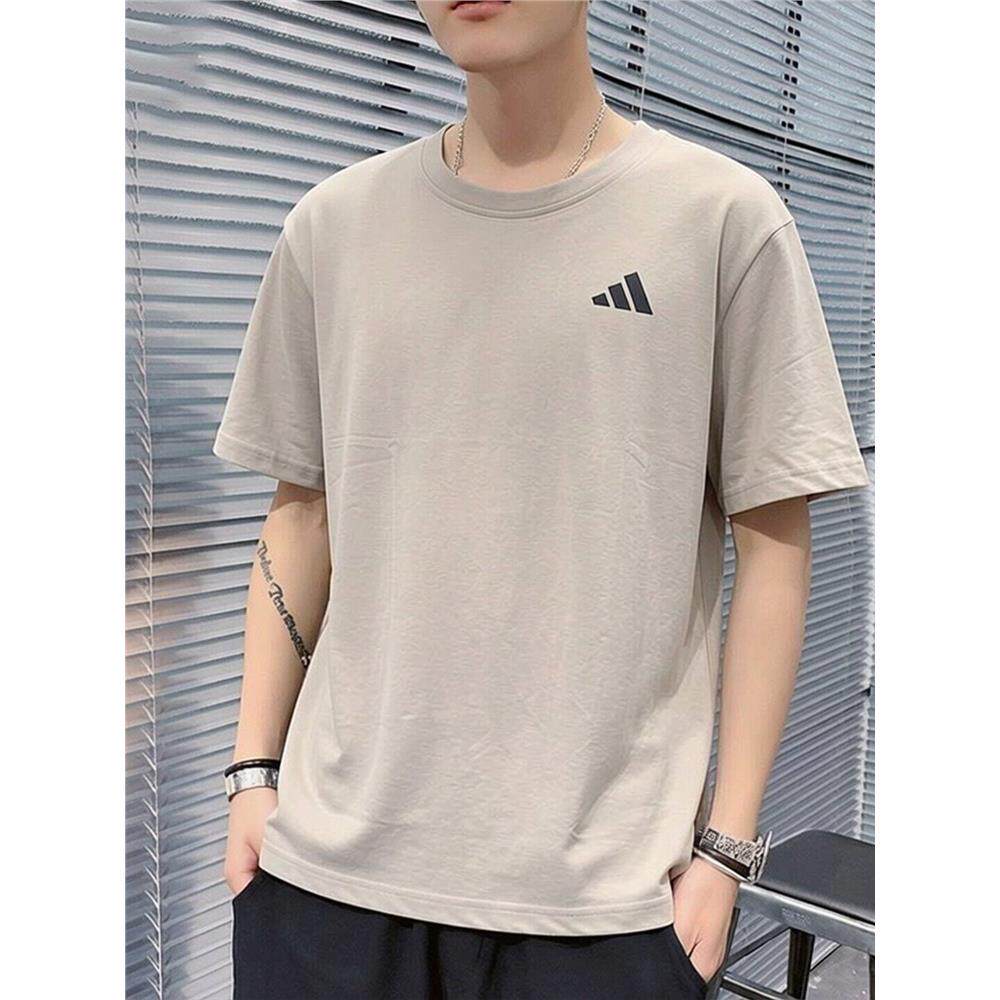 阿迪达斯纯色T恤男夏季新