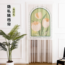 新中式双层纱门帘隔断免打孔伸缩杆遮挡帘卧室家用夏季防蚊隐私帘