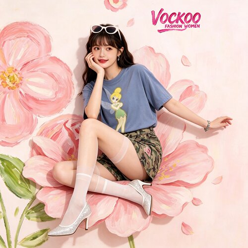 jennie同款26夏Vockoo卡通美式印花小精灵短袖做旧水洗宽松型T恤