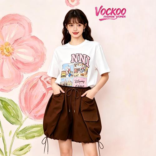 VOCKOO同款2026秋原版纯棉百搭趣味黛丝漫画修身内搭辣妹风T恤女