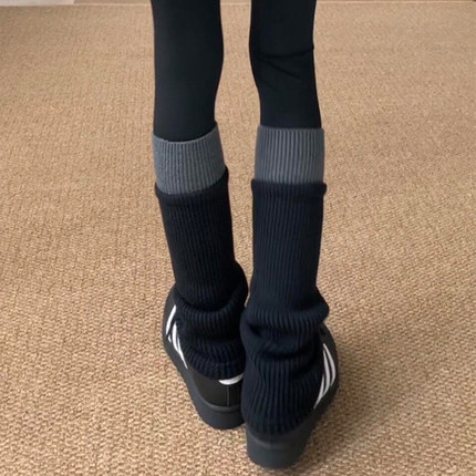 撞色针织袜套女秋冬腿套堆堆袜搭配鲨鱼裤春秋护腿袜jk小腿袜子女