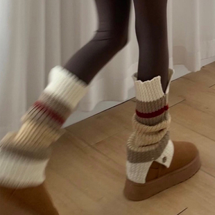 袜套堆堆袜秋冬配雪地靴长袜配鲨鱼裤长筒袜女白色小腿袜腿套春秋