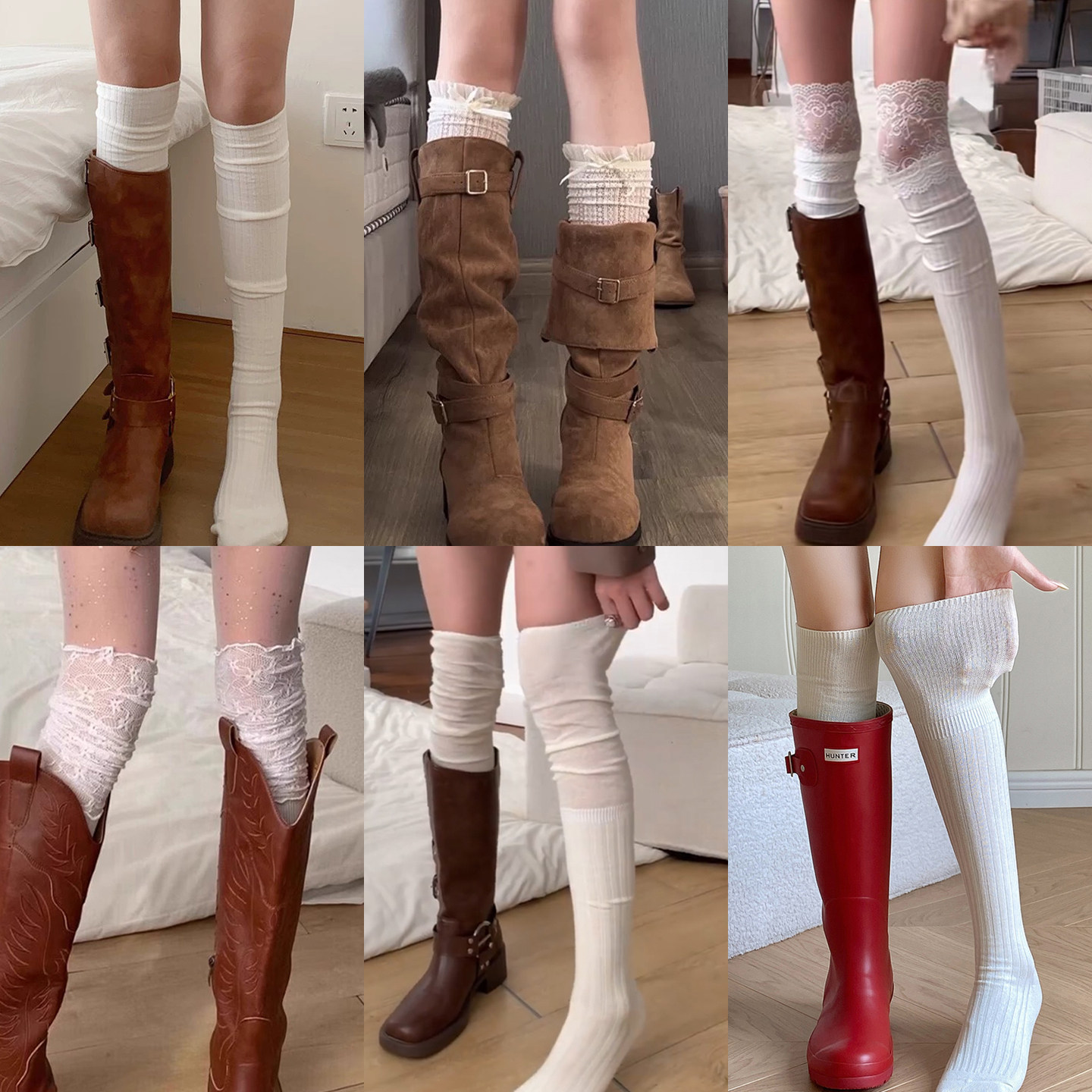 白色过膝袜夏薄款蕾丝袜小腿袜芭