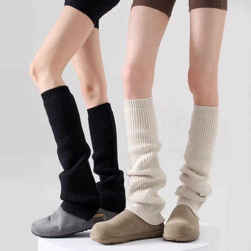 白色袜套冬加厚小腿袜堆堆袜配勃