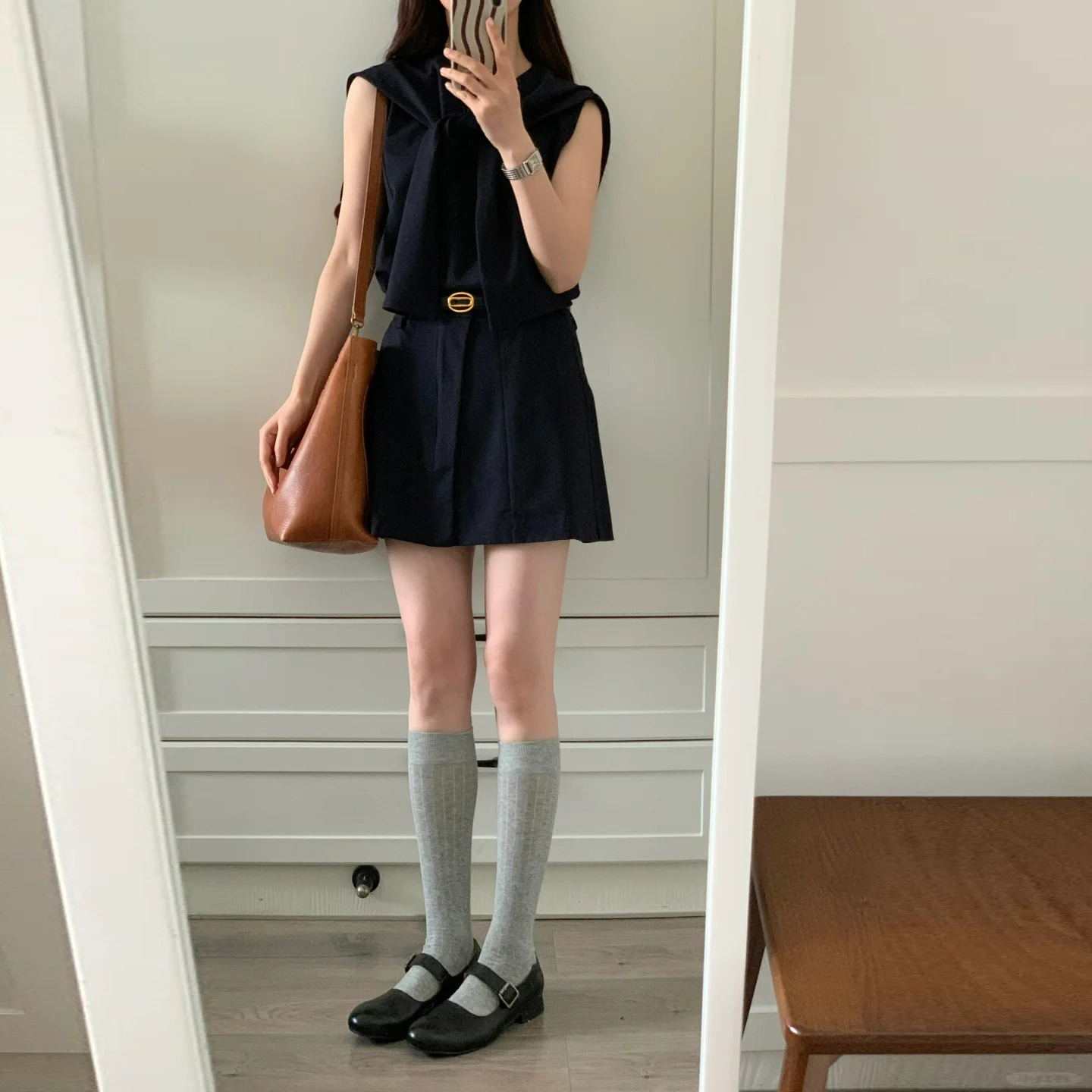 灰色小腿袜子女夏薄款堆堆袜miu
