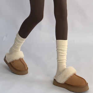 小腿袜女春秋款显瘦白色长筒堆堆袜鲨鱼裤配的袜子中筒长袜女秋冬