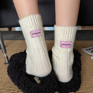 袜子女款秋白色中筒袜堆堆袜长袜