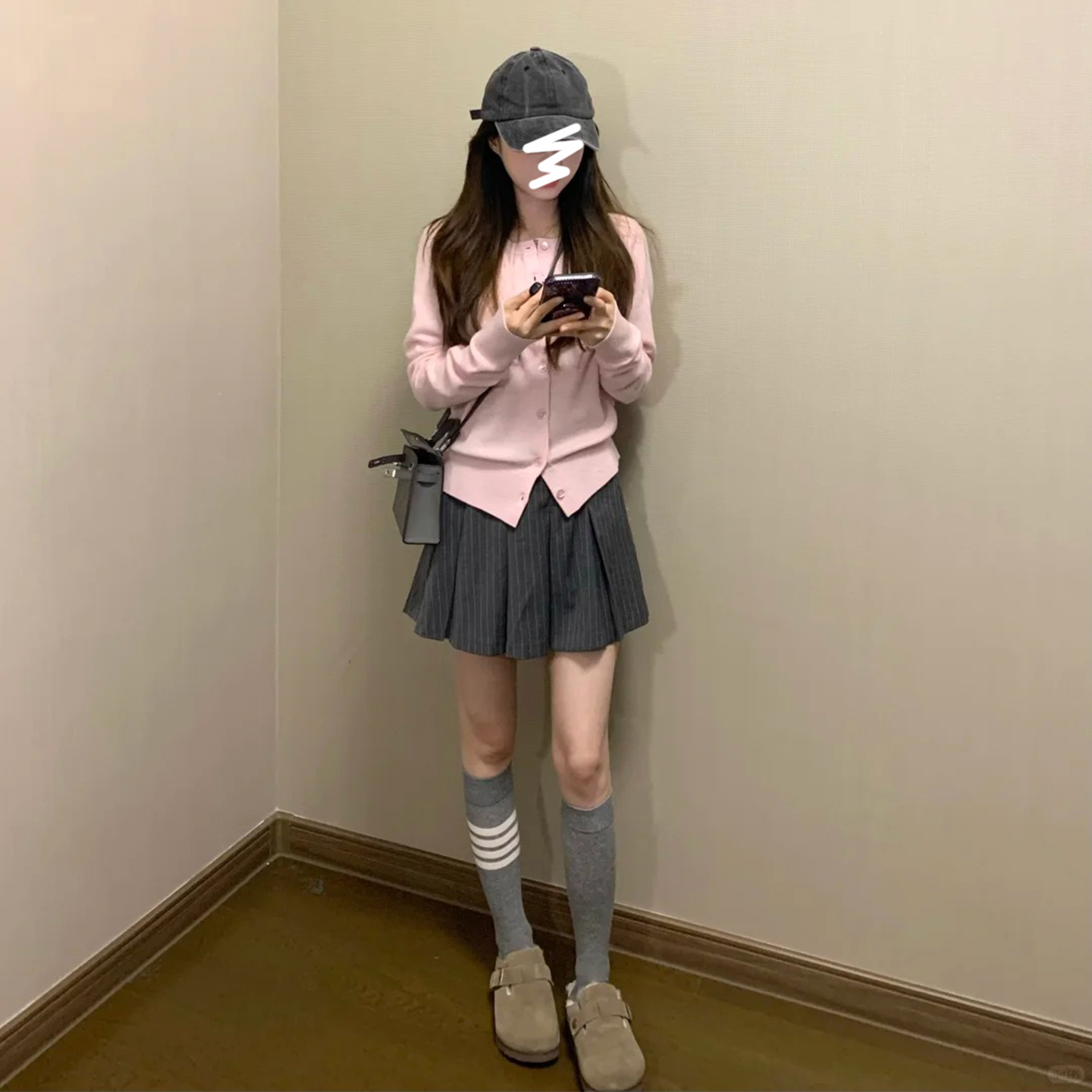条纹袜子女夏薄款灰色小腿袜jk夏
