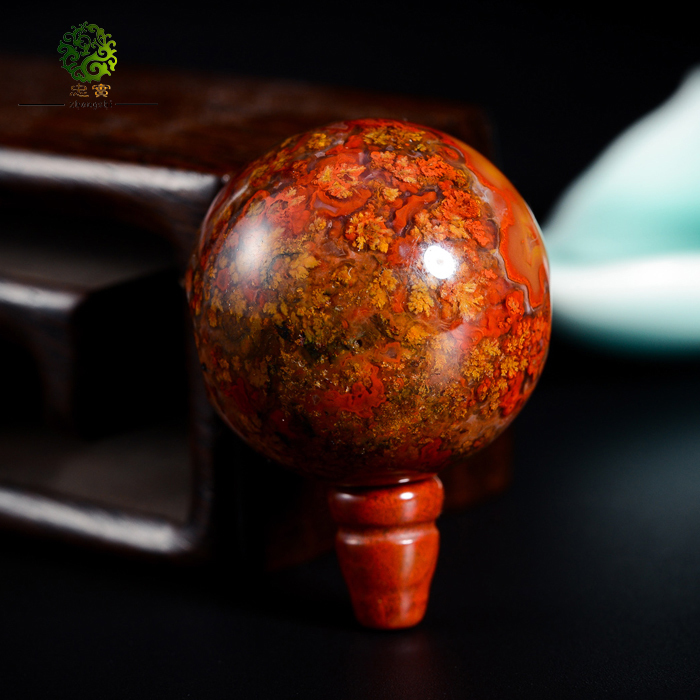 忠实宣化上古天然战国红玛瑙三通佛头 佛珠手串金刚星月菩提配饰