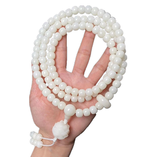 白玉菩提根手串老型桶原籽 108颗佛珠手链男女士文玩手持念珠项链