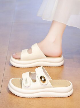 2026春季新款一字拖中跟(3-5cm)平底2026年夏季橡胶PU