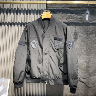 2025冬季男士棒球领飞行员羽绒服夹克潮流时尚百搭男保暖羽绒外套