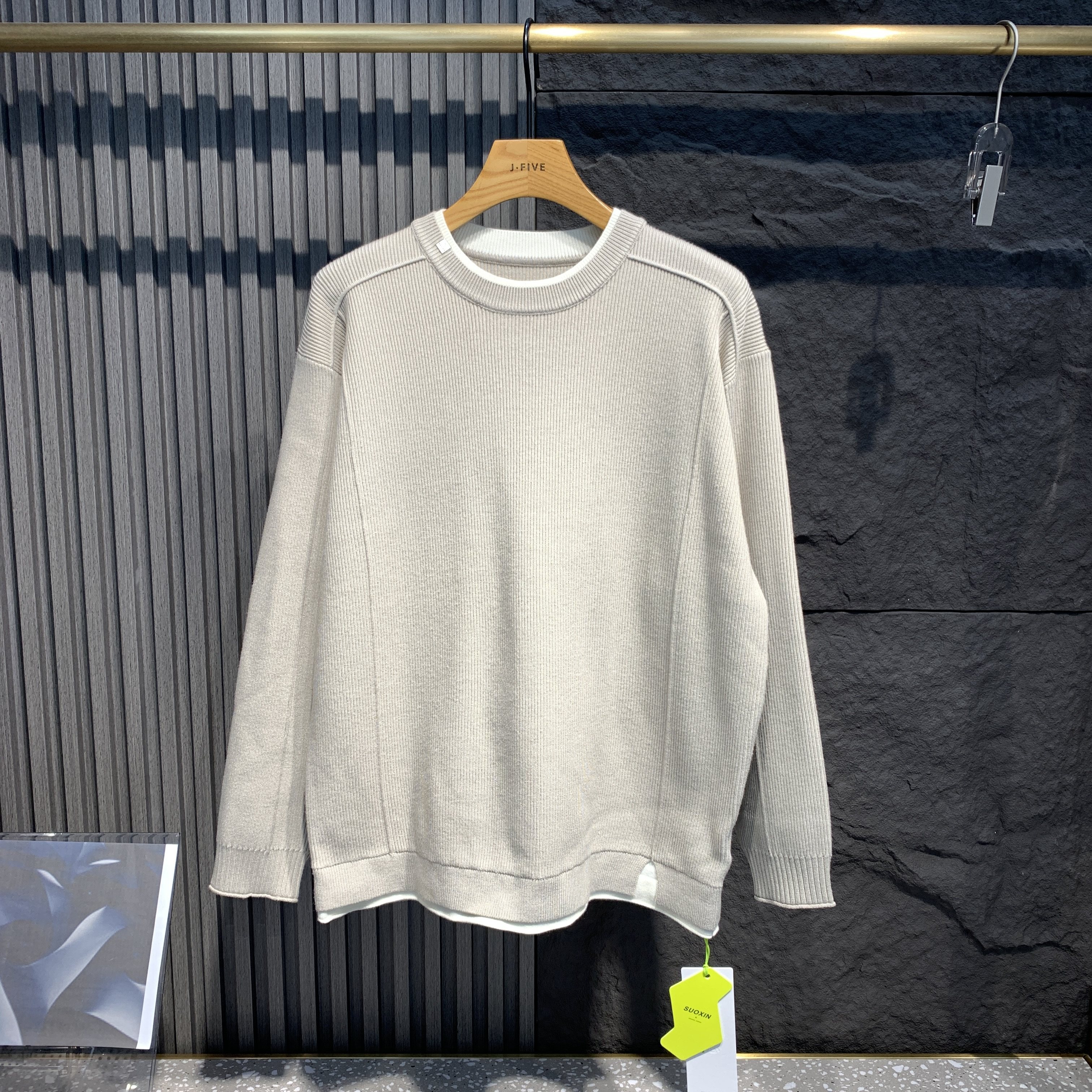 设计感潮流时尚简约圆领针织衫男宽松休闲百搭加厚毛衣外套潮,男装,针织衫/毛衣,淘宝优惠券,粉丝福利购,淘宝优惠卷