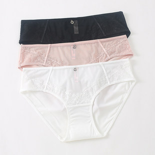 GIRL品牌金属网纱蝴蝶结蕾丝冰丝包臀三角内裤 5条99元 HONEY