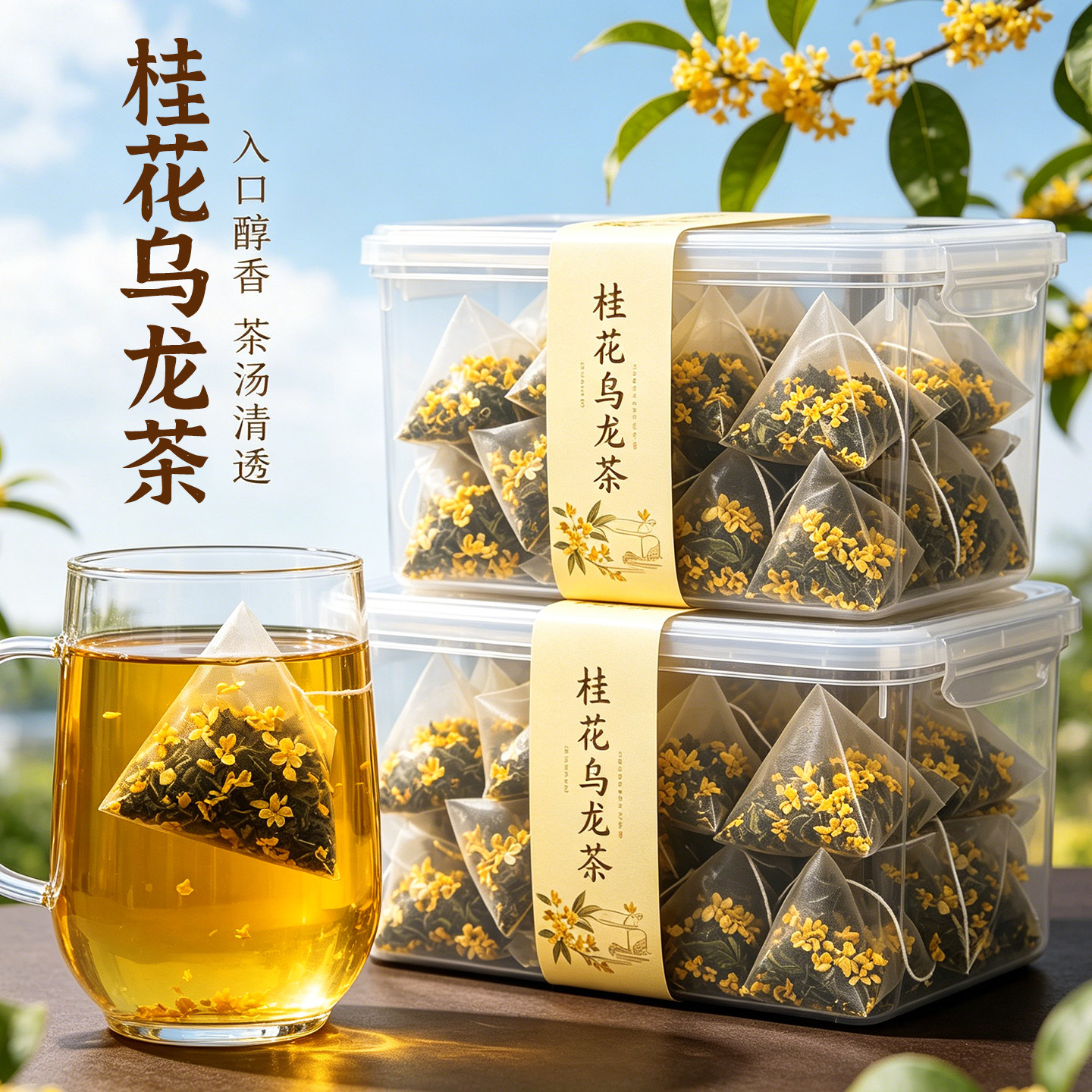 桂花乌龙茶组合花茶包浓香桂花茶三角茶包冷泡茶冷萃茶官方旗舰店