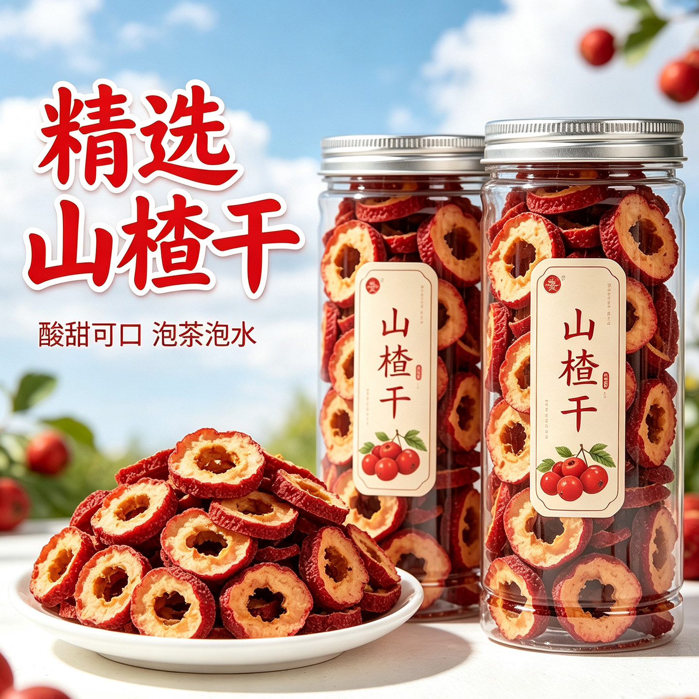 山楂干无核新鲜山楂片圈山楂茶去核果泡水新货果干零食官方旗舰店