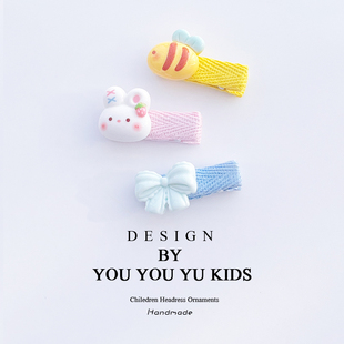 婴儿全包布胎毛夹宝宝不伤发夹子发饰儿童蝴蝶结发卡女童发夹头饰