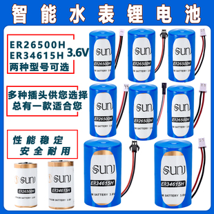 双洎SUNJ智能水表流量计电池1号C型 ER26500H/1号D型 ER34615H物联网 3.6V锂电池