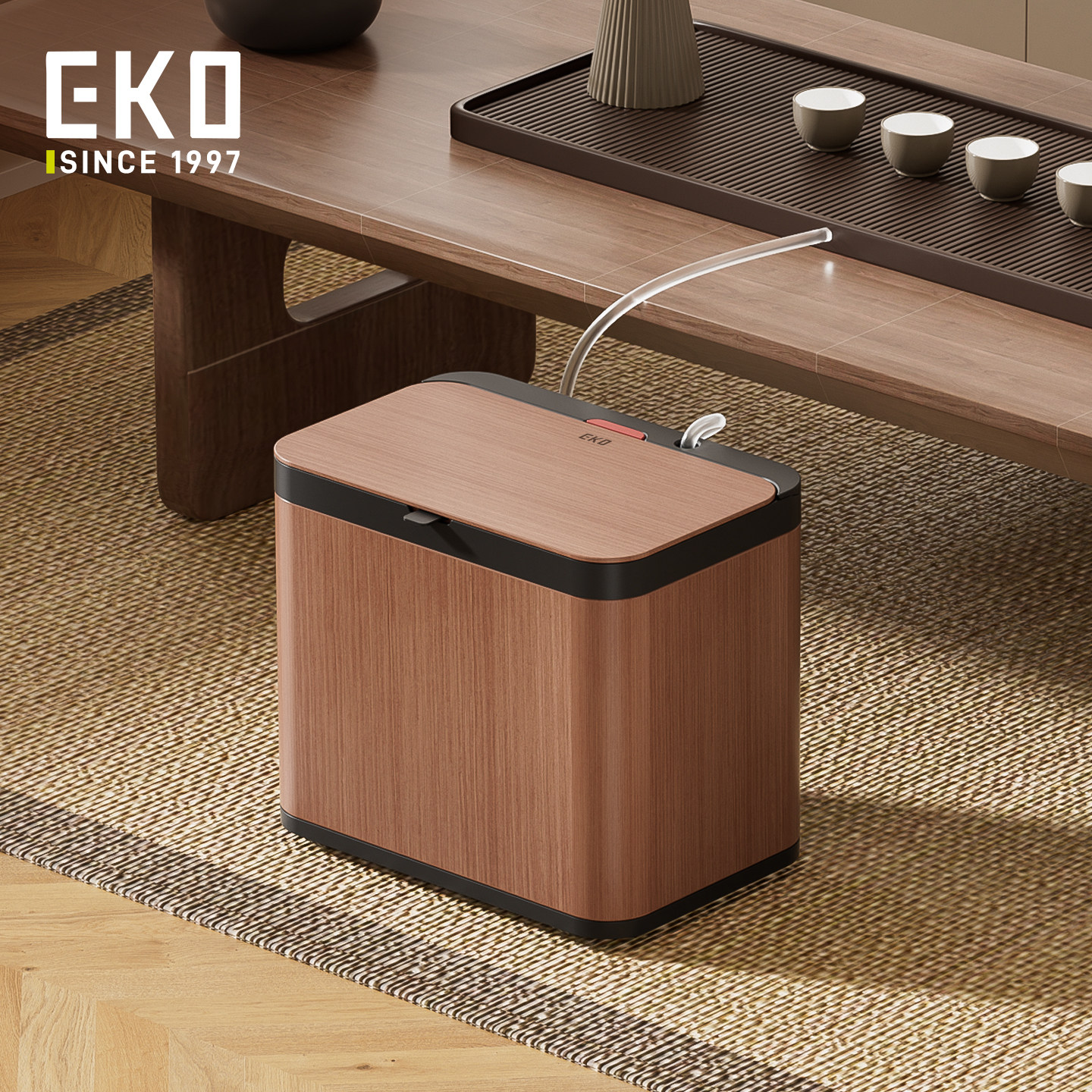 EKO茶水桶客厅废水桶茶台干湿分离垃圾桶办公室高端不锈钢茶渣桶